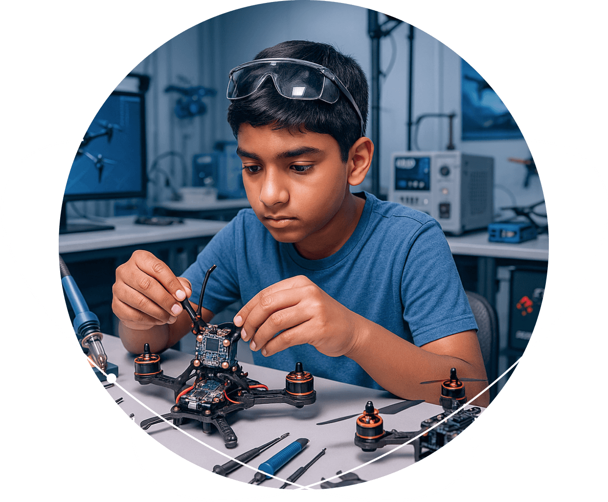 Young student working on a project